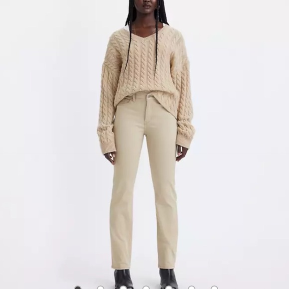 •LEVI'S•IVORY/OFF-WHITE HERITAGE HIGH RISE STRAIGHT DENIM JEANS SIZE 8/W29 - Picture 1 of 10